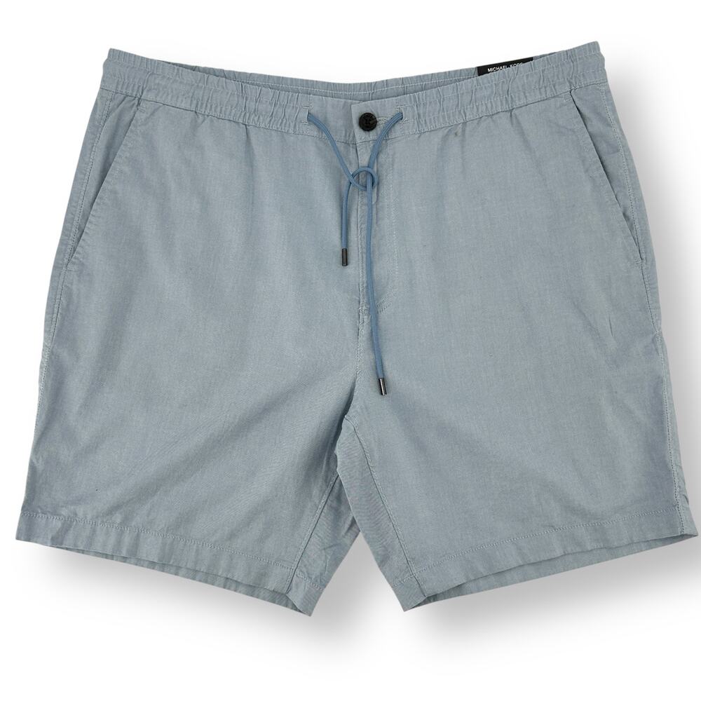 Michael Kors Chambray Blue Elastic Waistband Drawstring Shorts Mens Size XXL